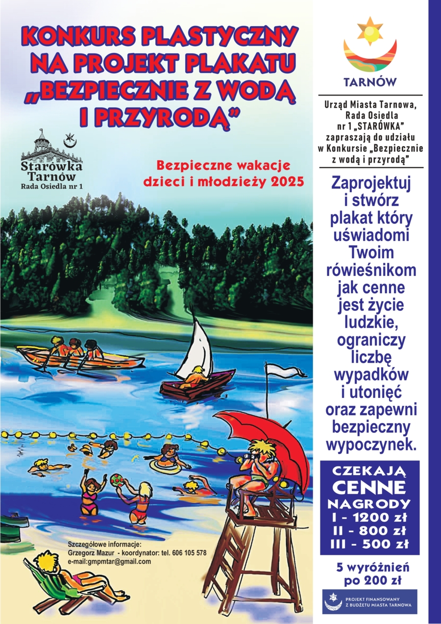Plakat konkursu plastycznego "Bezpieczne z wodą i przyrodą"